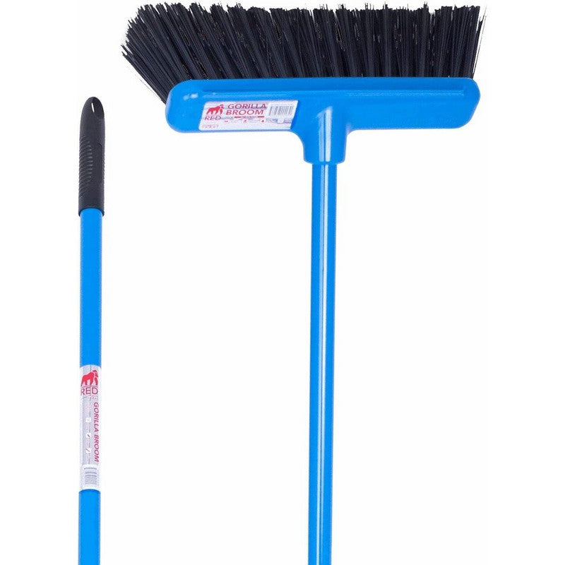 Gorilla Broom With Large Brush Head and Integrated Scraper Blade - Blue