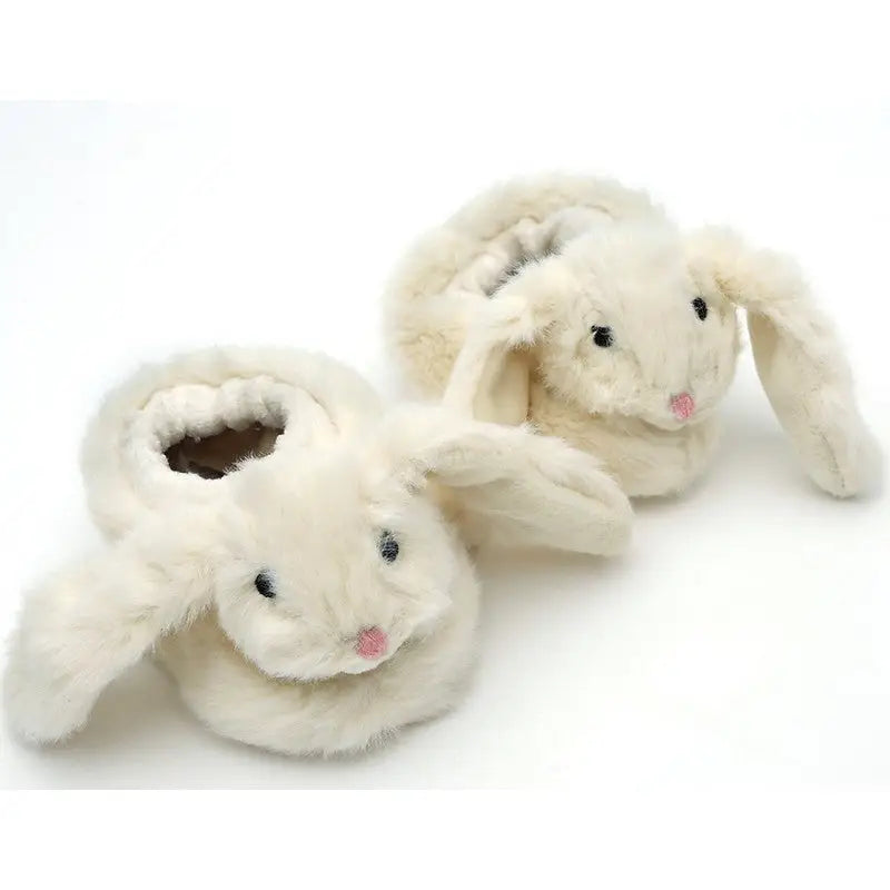 Baby Slippers Cream - (0-6Months) - Cow and Bunny Designs
