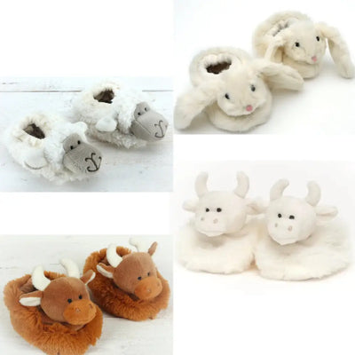 Baby Slippers Cream - (0-6Months) - Cow Sheep and Bunny