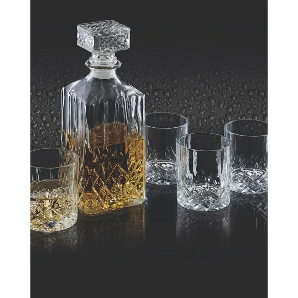 Bar Craft Cut Glass Decanter & Whiskey Glasses Set