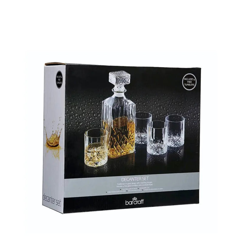 Bar Craft Cut Glass Decanter & Whiskey Glasses Set