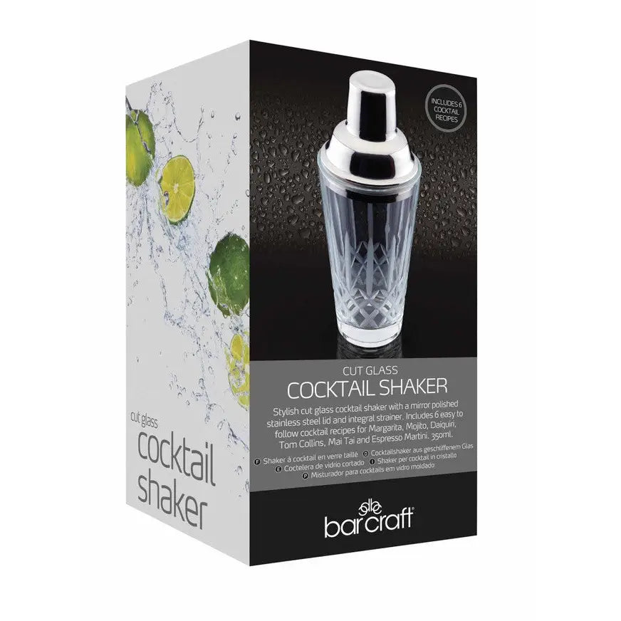 BarCraft 350ml Cut Glass Cocktail Shaker - Kitchenware