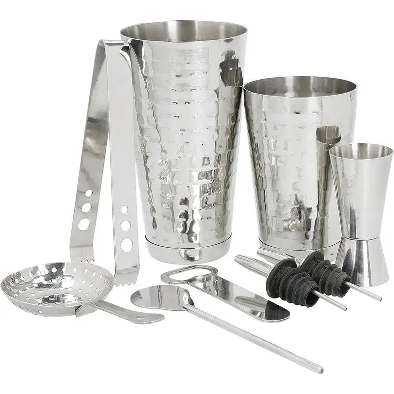BarCraft 8-Piece Boston Cocktail Maker Set with Hammered