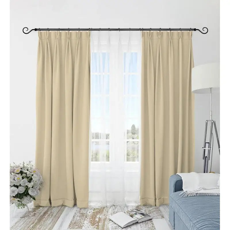 Bargin Box Black Metal Curtain Pole 110 - 200cm - 3 Types