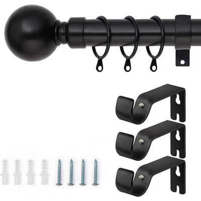 Bargin Box Black Metal Curtain Pole 110 - 200cm - 3 Types