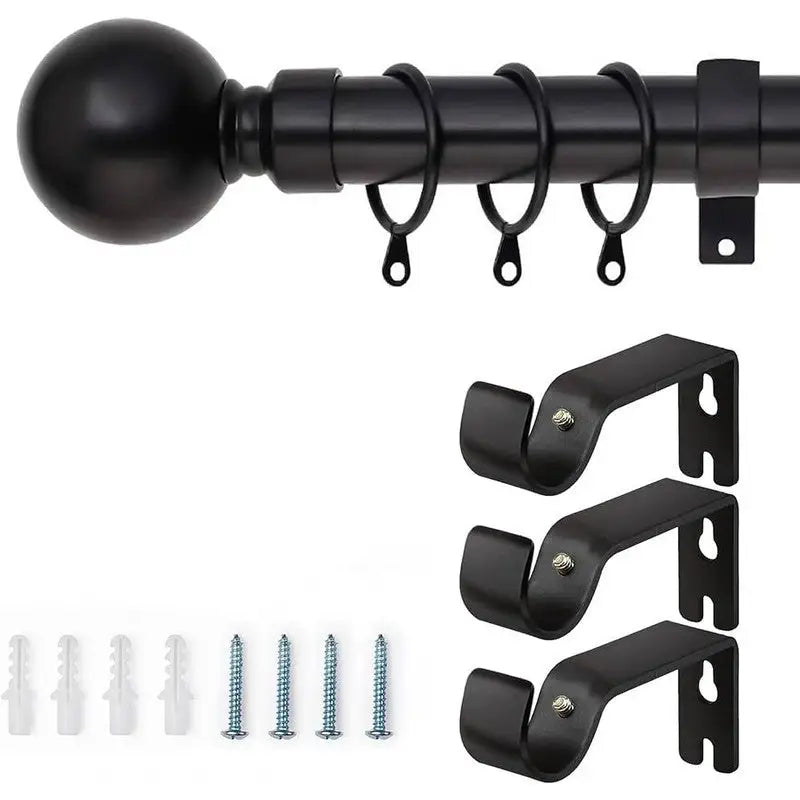 Bargin Box Black Metal Curtain Pole 110 - 200cm - 3 Types
