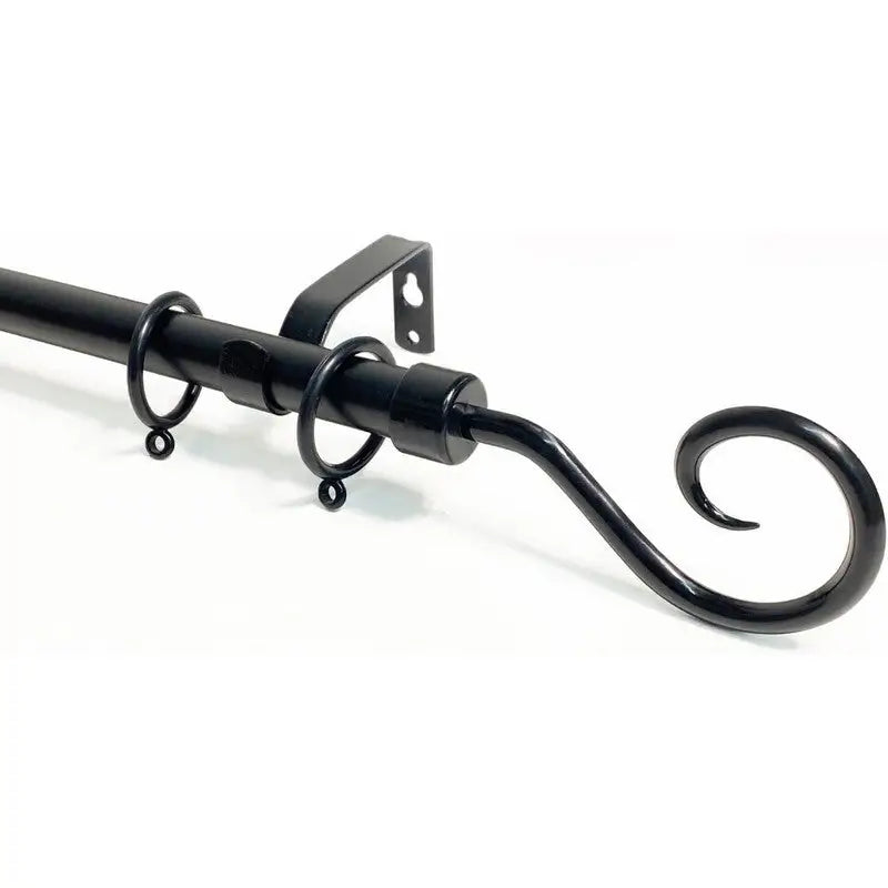 Bargin Box Black Metal Curtain Pole 110 - 200cm - 3 Types