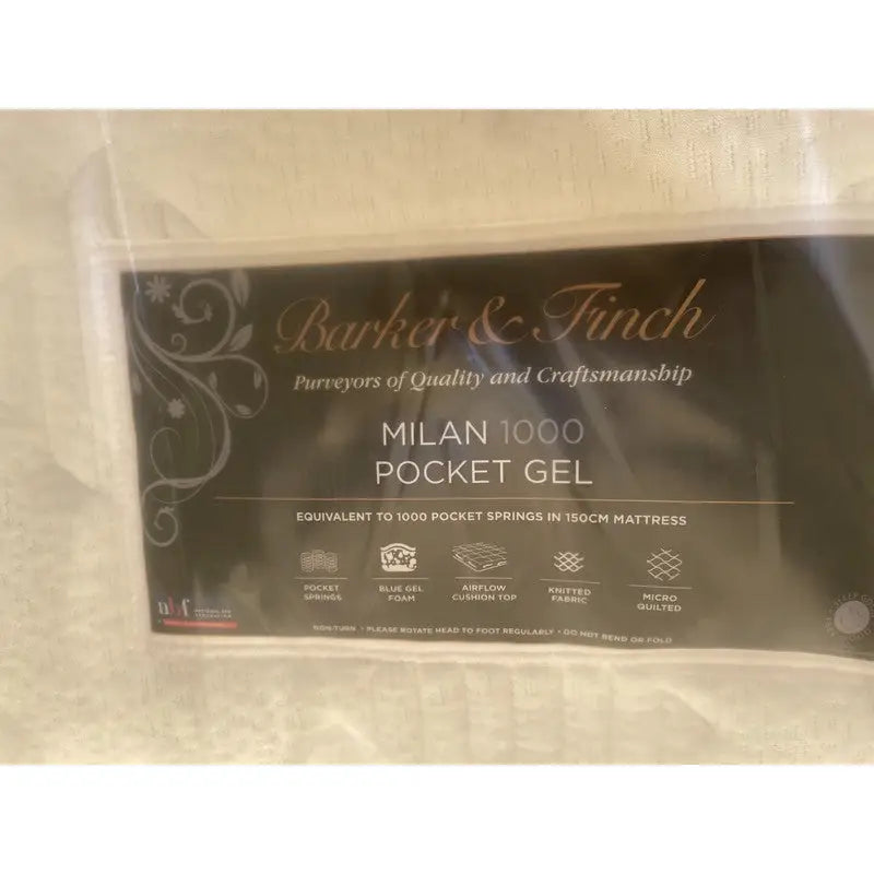 Barker & Finch Milan 1000 Pocket Sprung Gel Mattress Divan