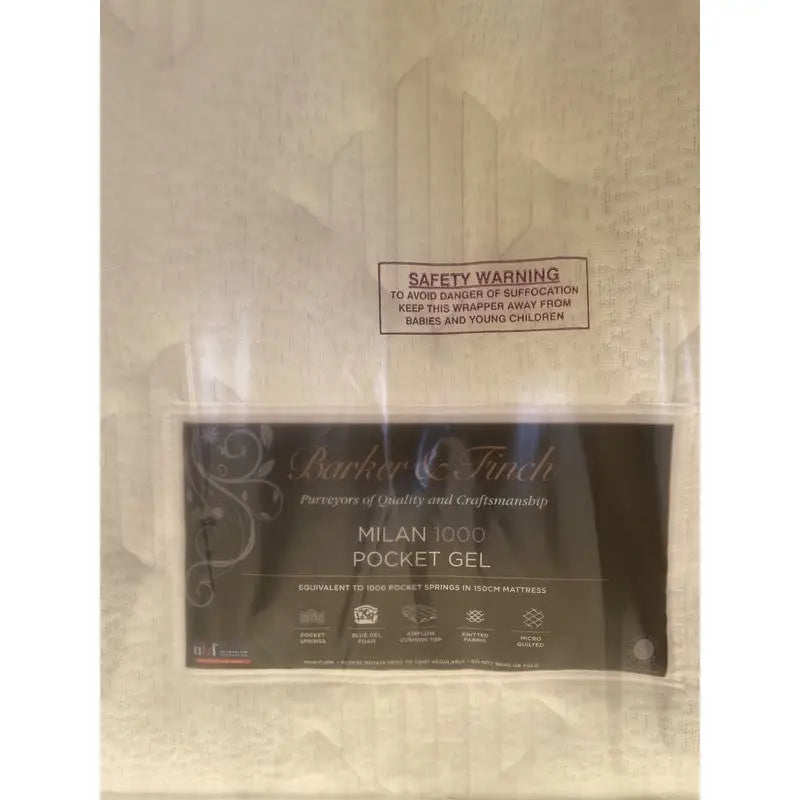 Barker & Finch Milan 1000 Pocket Sprung Gel Mattress Divan
