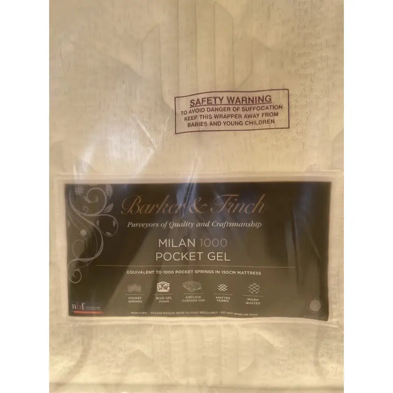 Barker & Finch Milan 1000 Pocket Sprung Gel Mattress Divan