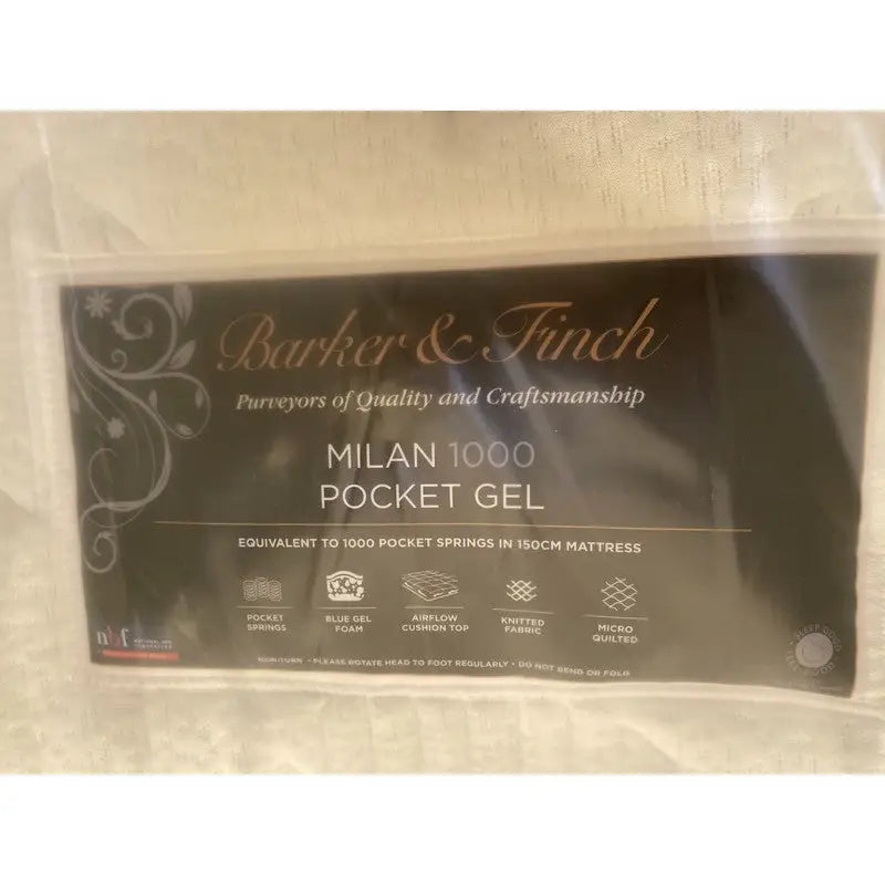 Barker & Finch Milan 1000 Pocket Sprung Gel Mattress Divan