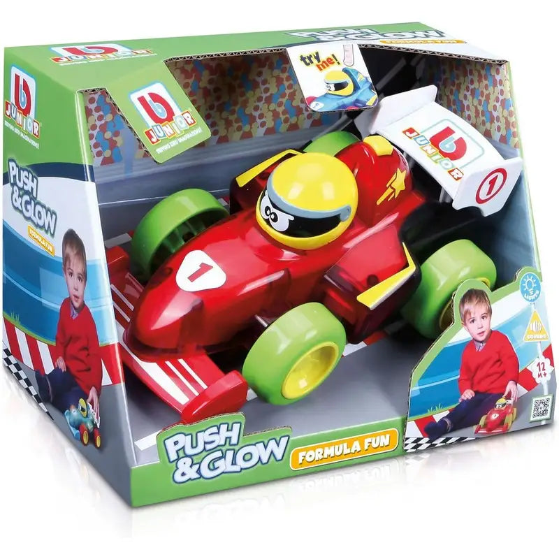BB Junior Push & Glow F1 Toy Car with Light and Sound - Red