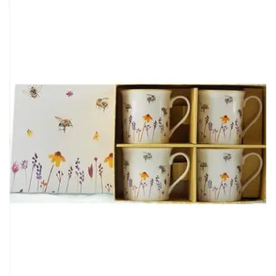 Bee-Tanical Daffodil Mug Set of 4 - Kitchenware >> Mugs