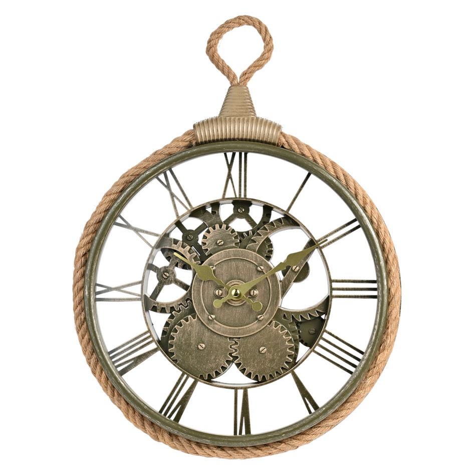 Hometime Antique Gold Cogs & Rope Wall Clock 30cm