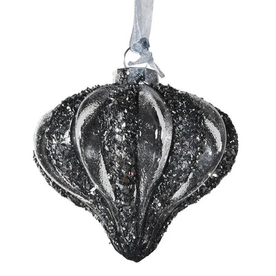 Black & Clear Glitter Shaped Bauble - Christmas