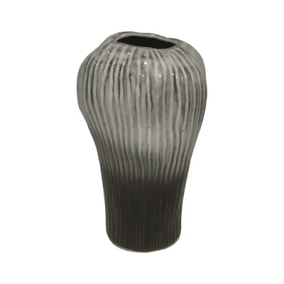 Black & Grey Stripe Vase 24.5cm - Homeware >> Vases