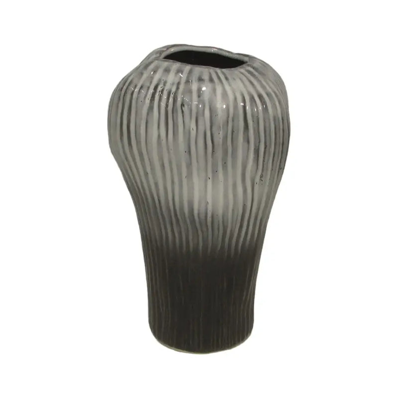 Black & Grey Stripe Vase 24.5cm - Homeware >> Vases