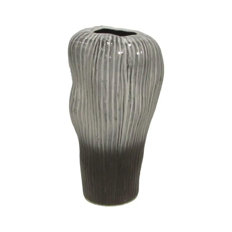 Black & Grey Stripe Vase 32cm - Homeware >> Vases