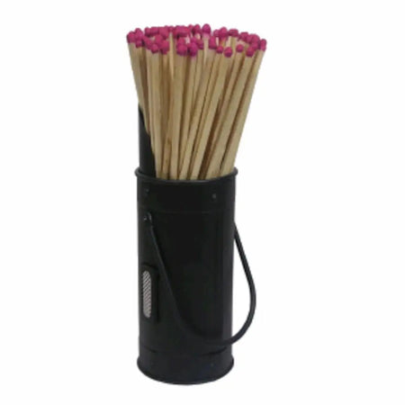 Black Holder Match Holder With Matches 7 x 20cm - Fireside