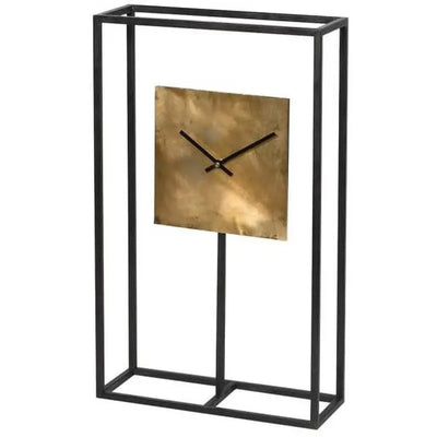 Black Square Frame Gold Clock 55 x 33 x 12cm - Clock