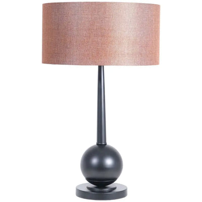 Black Table Lamp With Tan Shade 65cm - Homeware