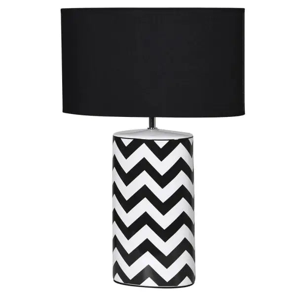 Black & White Zig Zag Table Lamp - Homeware