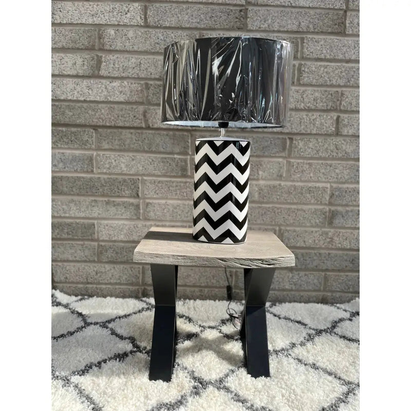 Black & White Zig Zag Table Lamp - Homeware