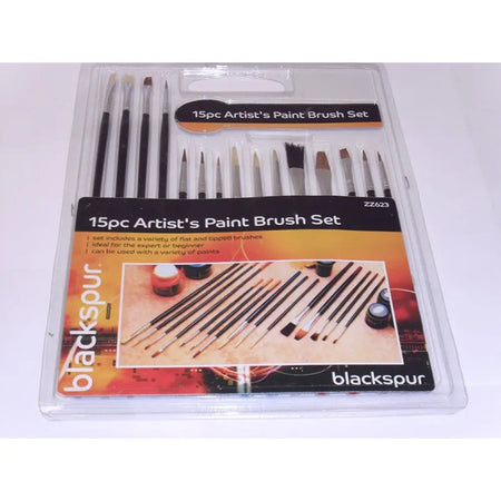 Blackspur 15 Piece Artist’s Paint Brush Set ZZ623 - DIY