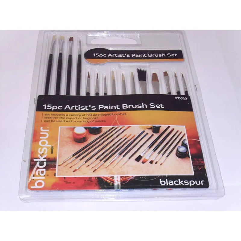 Blackspur 15 Piece Artist’s Paint Brush Set ZZ623 - DIY