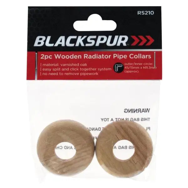 Blackspur 2pc Radiator Pipe Collars - Wooden - Workwear >>
