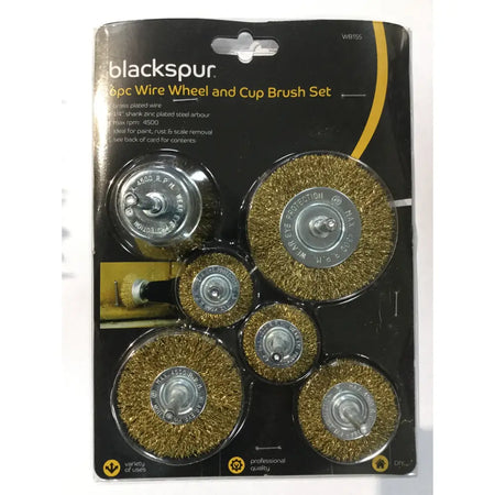 Blackspur 6 Piece Wire Wheel And Cup Brush Set - WB155