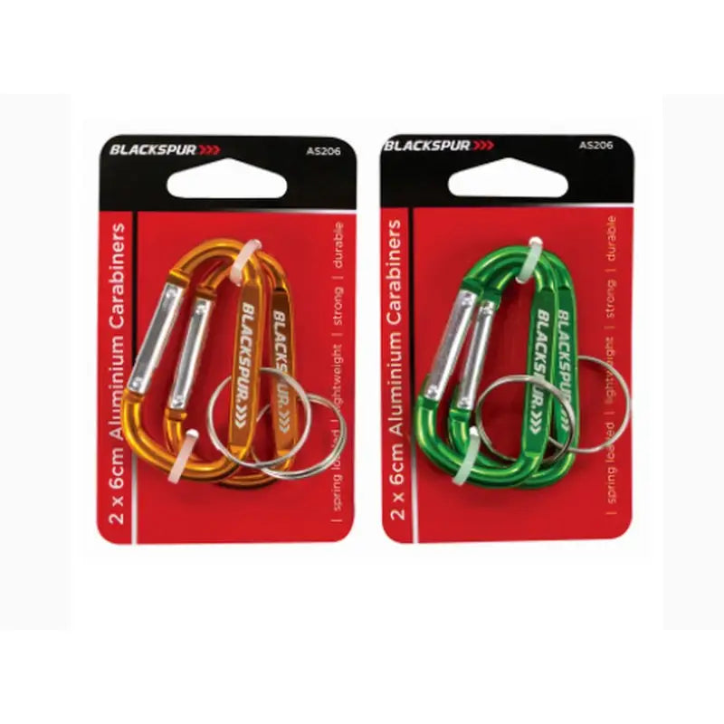 Blackspur 6mm Aminium Carabiners - 2 Pack - 6cm - Homeware