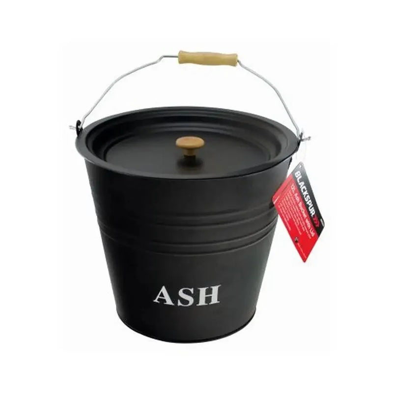 Blackspur Ash Bucket With Lid 12 Litre Capacity - Black -