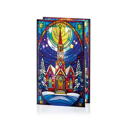 BO Lit Church with Star Stained Glass with 50 Warm White