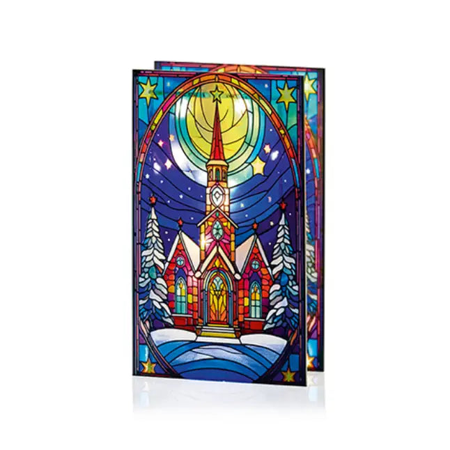 BO Lit Church with Star Stained Glass with 50 Warm White