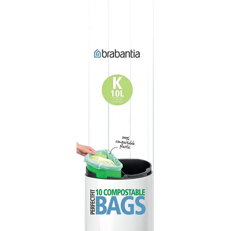 Brabantia Compostable Perfectfit Waste Bin Bags [10 Bags Per