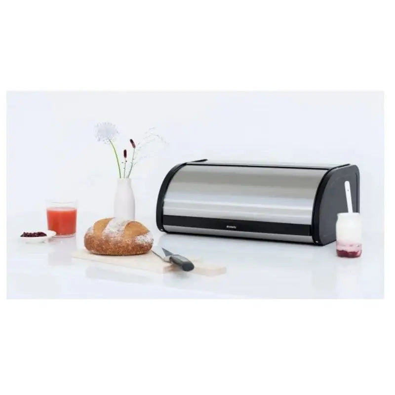 Brabantia Finger Print Proof Roll Top Bread Bin - Matt Steel