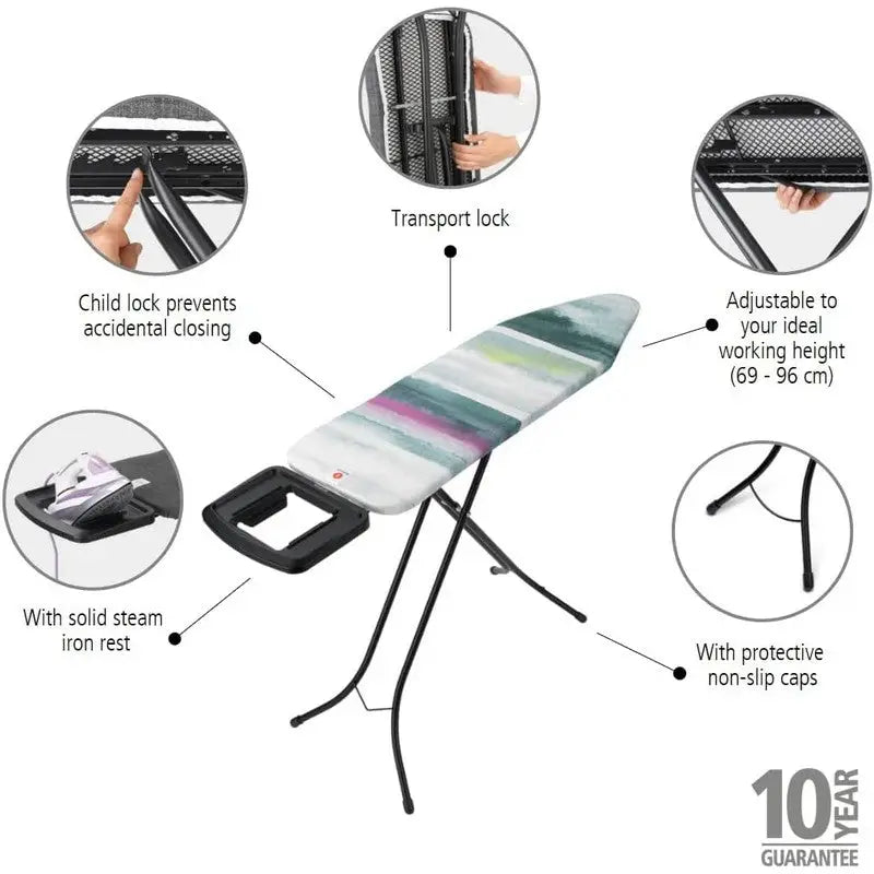 Brabantia Ironing Board Solid Steam Iron Rest 124x38cm 22mm