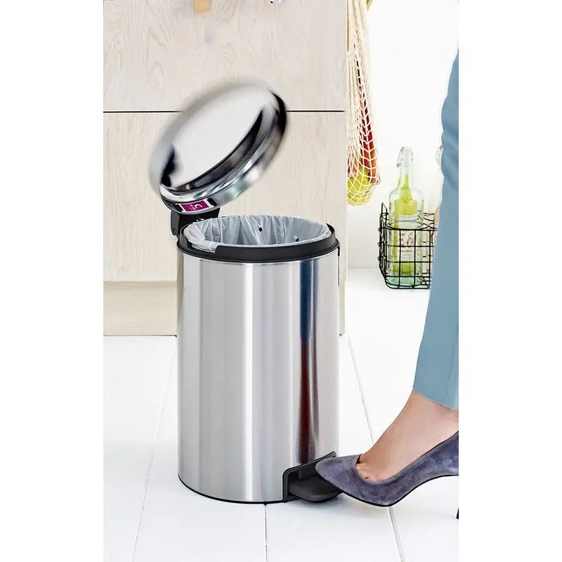 Brabantia Newclon Pedal Waste Bin - Matt Steel - 10-12 Litre