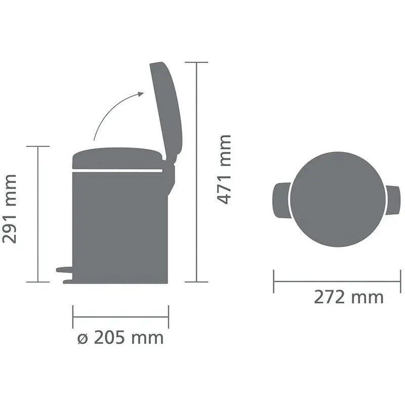 Brabantia Pedal Bin Newclon - 5 Litre - Brilliant Steel -
