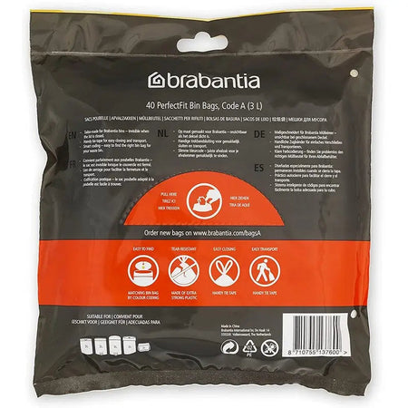 Brabantia Perfectfit Waste Bin Bags [40 Bag Roll] - 3 Litre