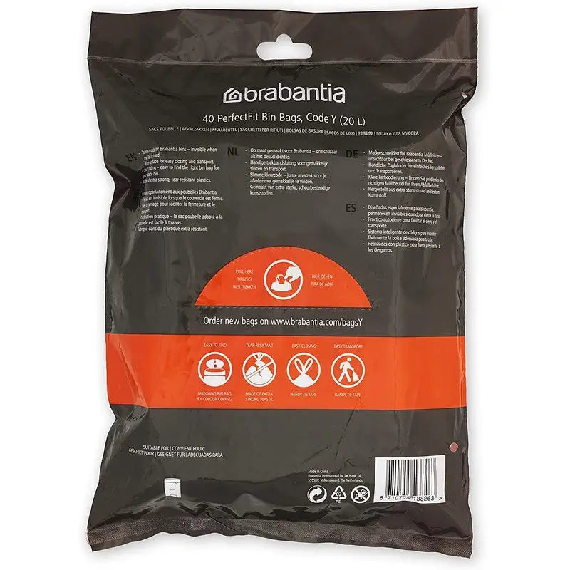 Brabantia Perfectfit Waste Bin Bags [Dispenser Pack 20 Bags]