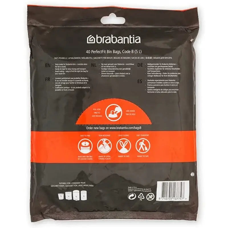 Brabantia Perfectfit Waste Bin Bags [Dispenser Pack 40 Bags]