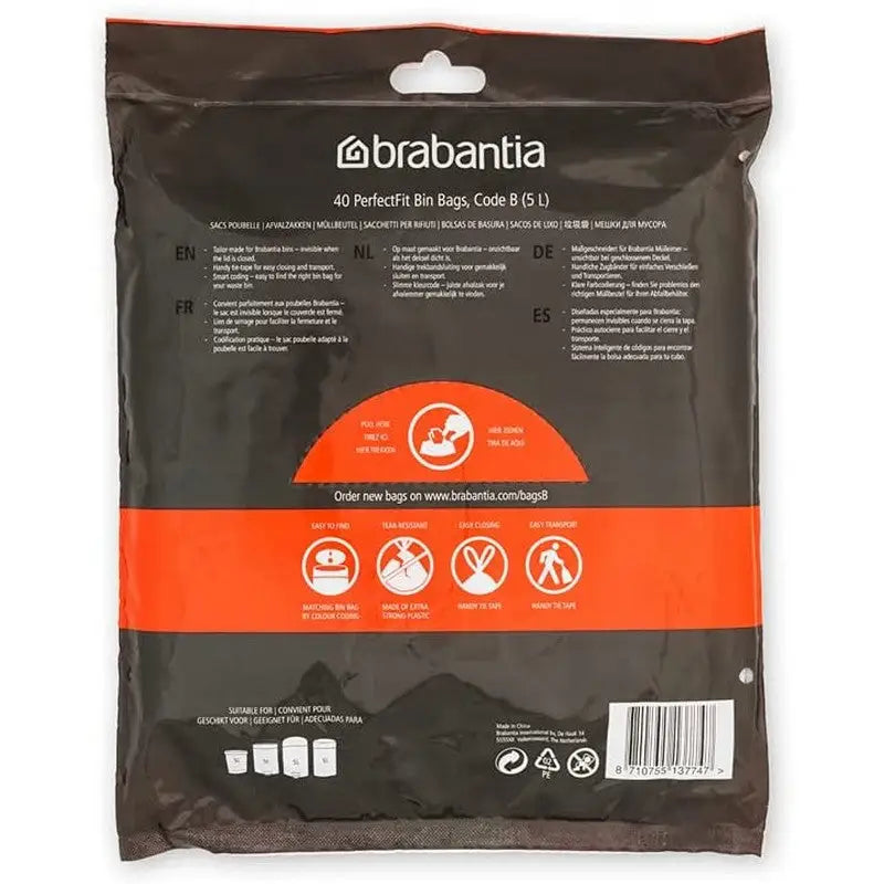 Brabantia Perfectfit Waste Bin Bags [Dispenser Pack 40 Bags]