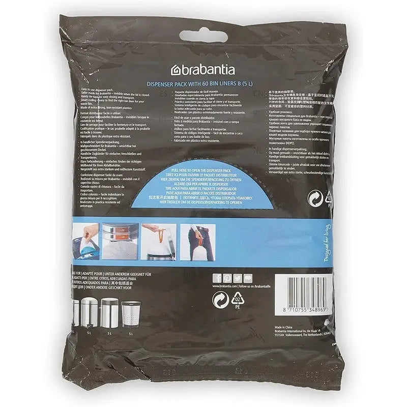 Brabantia Perfectfit Waste Bin Bags [Dispenser Pack 60 Bags]