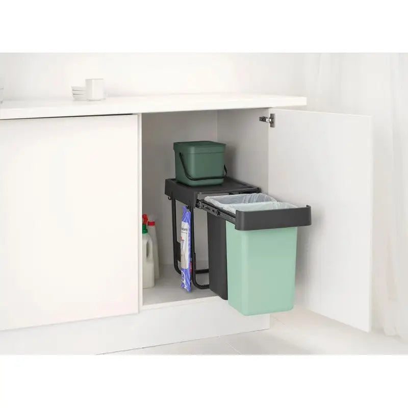 Brabantia Sort and Go Built In Bins - 2 x 15 Litres - Sage