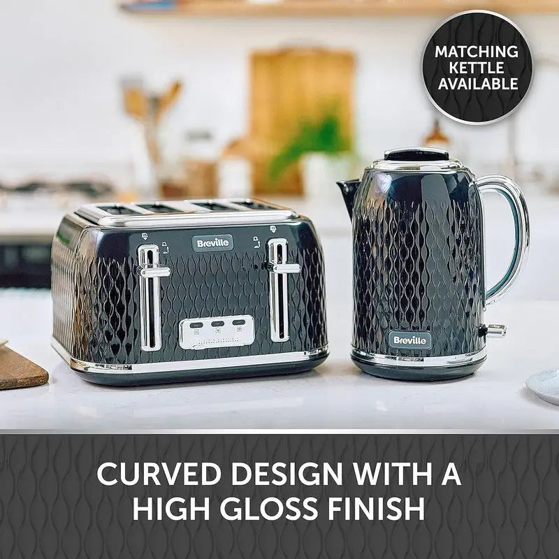 Breville Curve 1.7 Litre Kettle and 4 Slice Toaster - Black