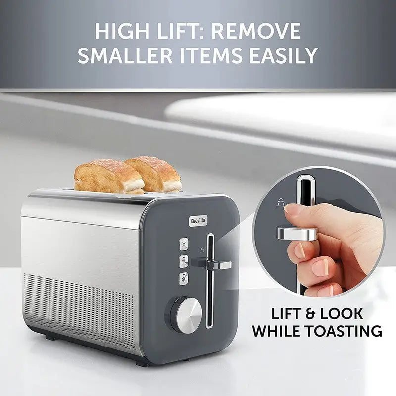 Breville High Gloss Electric 2 Slice Toaster - Grey -