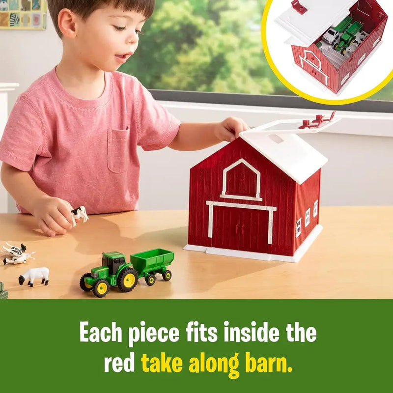 Britains John Deere Playset With Red Barn 1:64 Scale - Farm