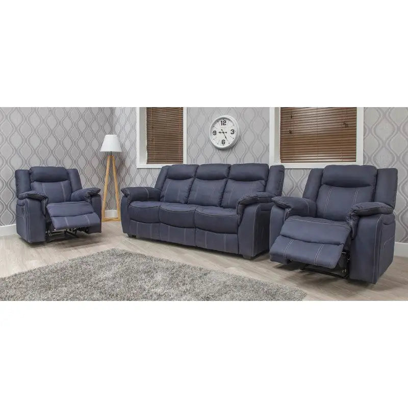 Brooklyn Fabric Reclining Sofa Range - Charcoal / Hazel